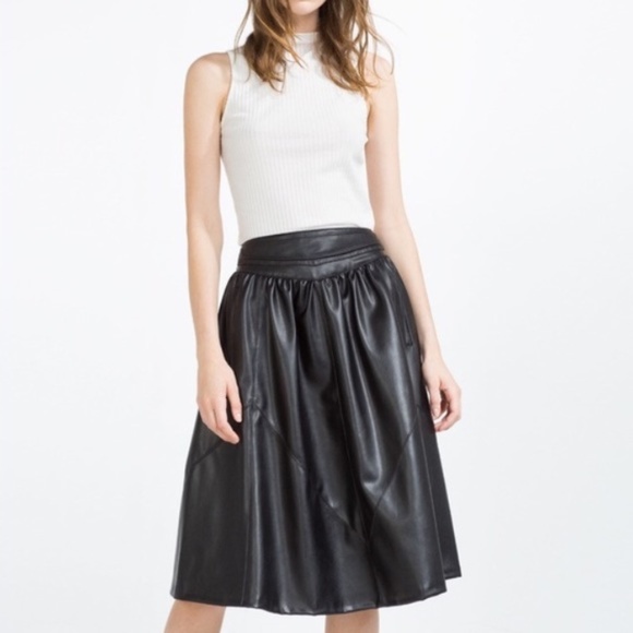 Zara Dresses & Skirts - ZARA • Long Vegan Leather Midi Skirt